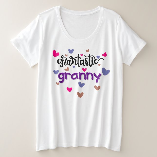 Grantastic Granny Heart Design Plus Size T-Shirt (Design Front)