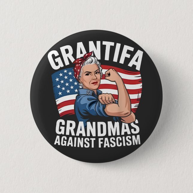 Grantifa Grandma Against Facism No King USA  Button (Front)