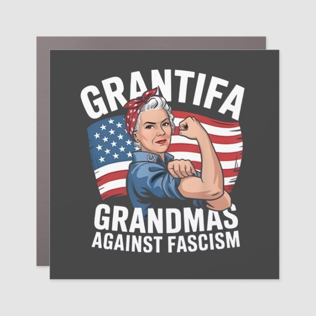 Grantifa Grandma Against Facism No King USA  Car Magnet (Front)