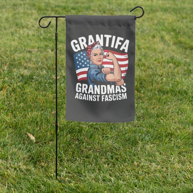 Grantifa Grandma Against Facism No King USA  Garden Flag (In SItu)