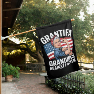 Grantifa Grandma Against Facism No King USA  House Flag