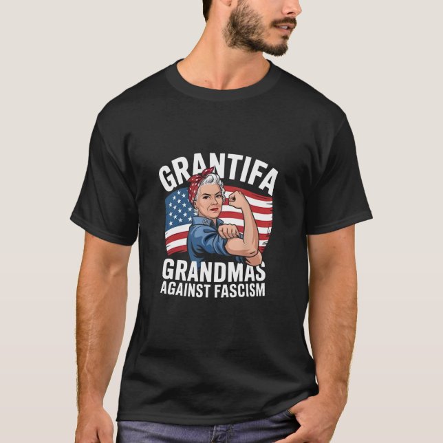 Grantifa Grandma Against Facism No King USA  T-Shirt (Front)
