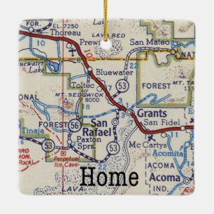 Grants New Mexico Home Vintage Map Ceramic Ornament