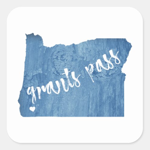 Grants Pass Oregon Wood Grain Square Sticker