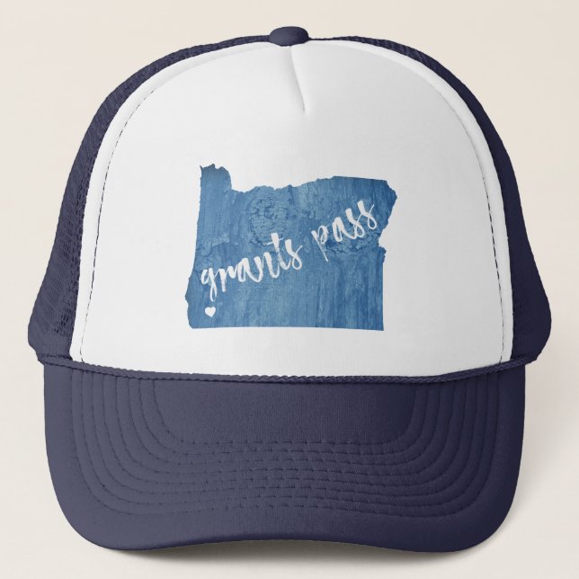Grants Pass Oregon Wood Grain Trucker Hat (Front)