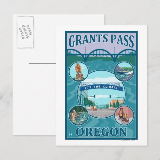 Grants Pass, OregonScenic Travel Poster Postcard Zazzle
