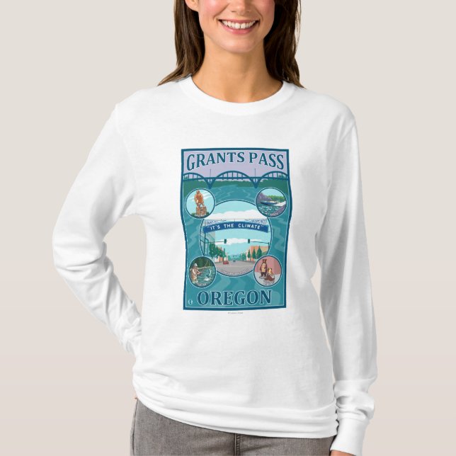Grants Pass, OregonScenic Travel Poster T-Shirt (Front)