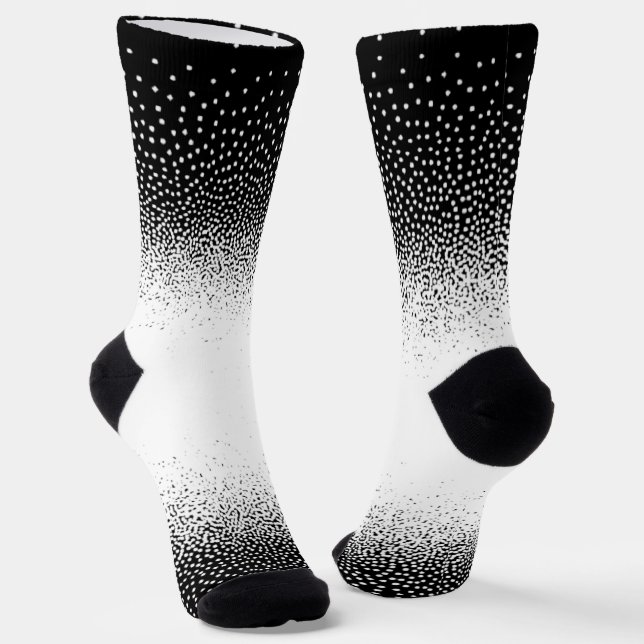 Granulated Black and White Crew Socks (Angled)