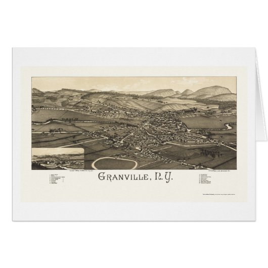 Granville, NY Panoramic Map - 1886 Cards (Front Horizontal)