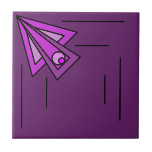 Grape Art Deco Burst Ceramic Tile