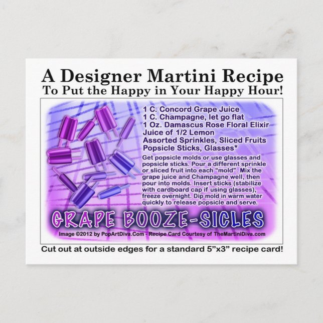 Grape Booze-sicles Recipe Postcard (Front)