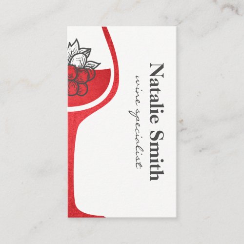 Grape Bunch  Red Wine Glass  Winery Business Card