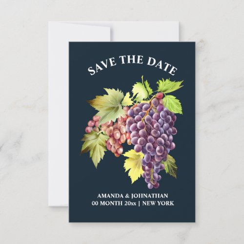 Grape bunch red winery vineyard wedding blue save the date