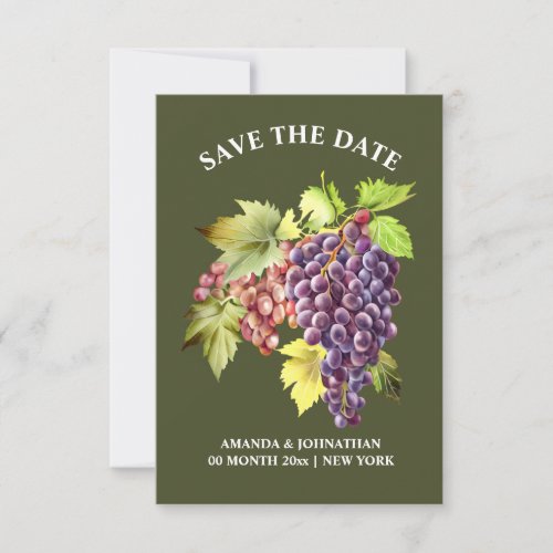Grape bunch red winery vineyard wedding green save the date