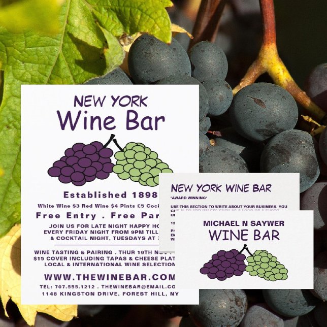 Grape Bunch, Wine Bar, Winery Business Card (Creator Uploaded)