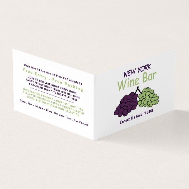 Grape Bunch, Wine Bar/Winery, Detailed Business Card (Outside)