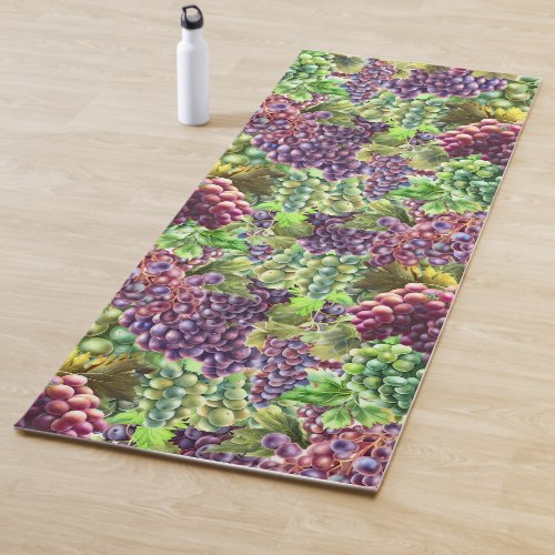 Grape bunches collage realistic red green fruit yoga mat