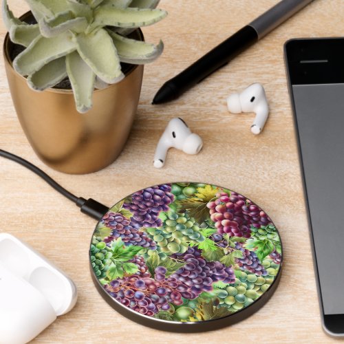 Grape collage wine farm business merchandise wireless charger 