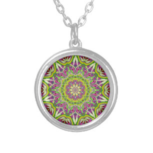 Grape Cooler Mandala Silver Plated Necklace