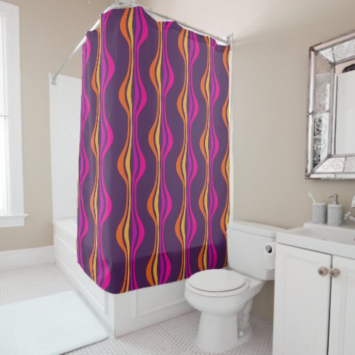Grape Expectations Groovy Purple Disco Patterned Shower Curtain