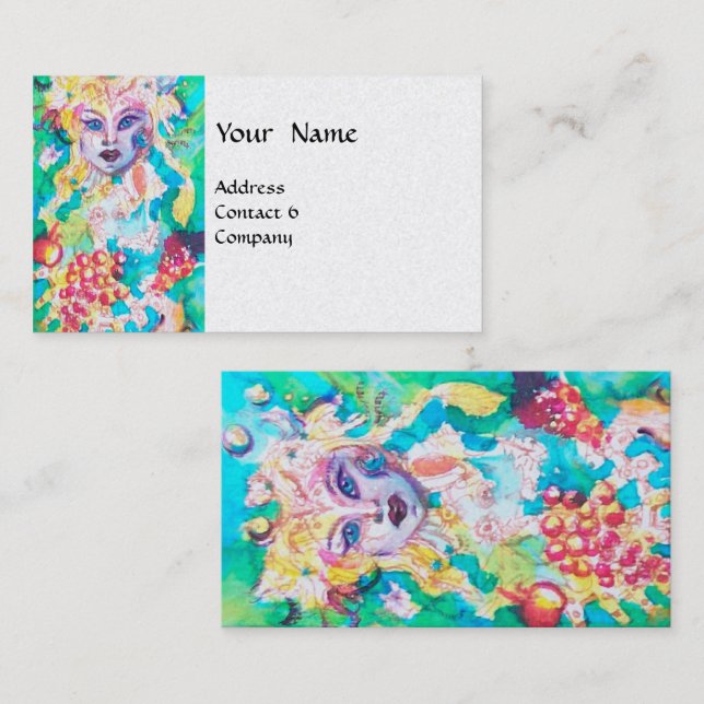 GRAPE FAIRY TALE  Blue Green Floral Business Card (Front/Back)