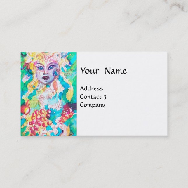 GRAPE FAIRY TALE Fantasy Floral Blue White Business Card (Front)