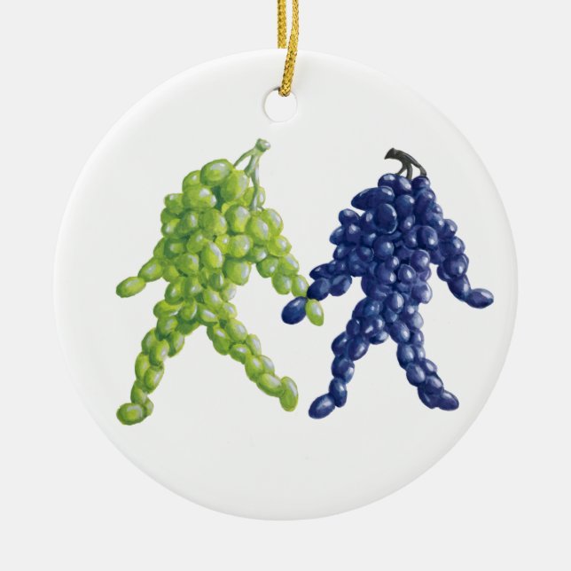 Grape Friends Ceramic Ornament (Front)