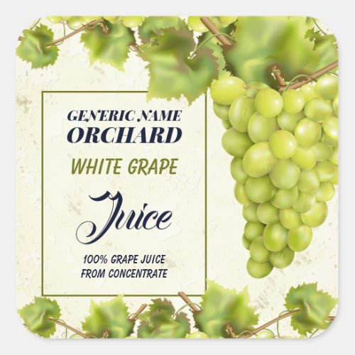 Grape Fruit Jam Jar Canning Square Sticker