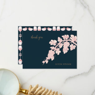 Grape Fruits Plant Champagne Retro Thank You Card