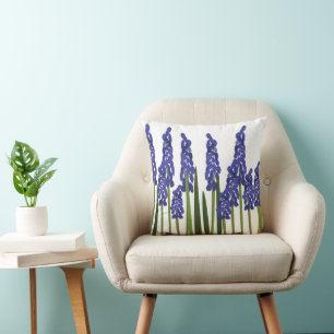 Grape Hyacinth Purple Blue Flower Floral Throw Pillow