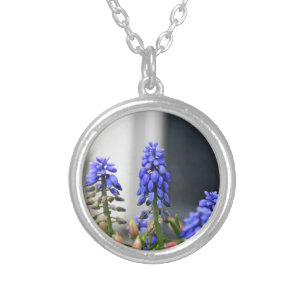 grape hyacinth silver plated necklace