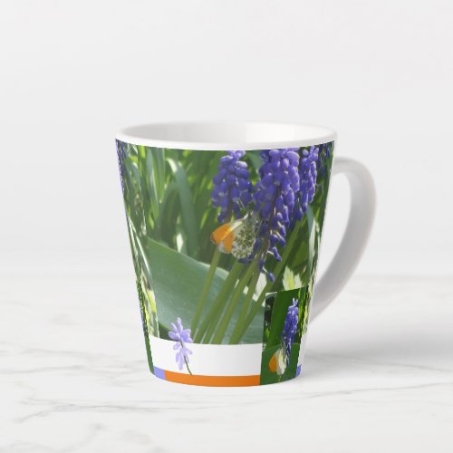 Grape Hyacinth with Butterfly Design Latte Mug