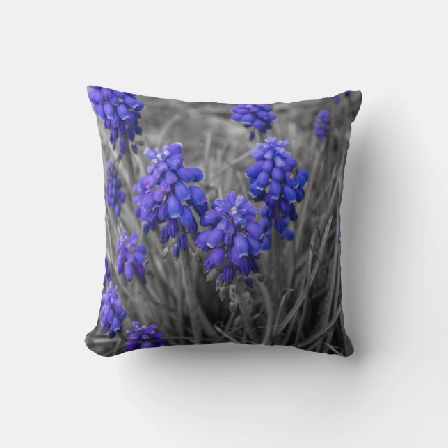 Grape Hyacinths Family Select Throw Pillow (Front)