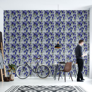 Grape Hyacinths in Snow Wallpaper