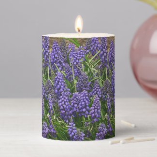 GRAPE HYACINTHS PILLAR CANDLE