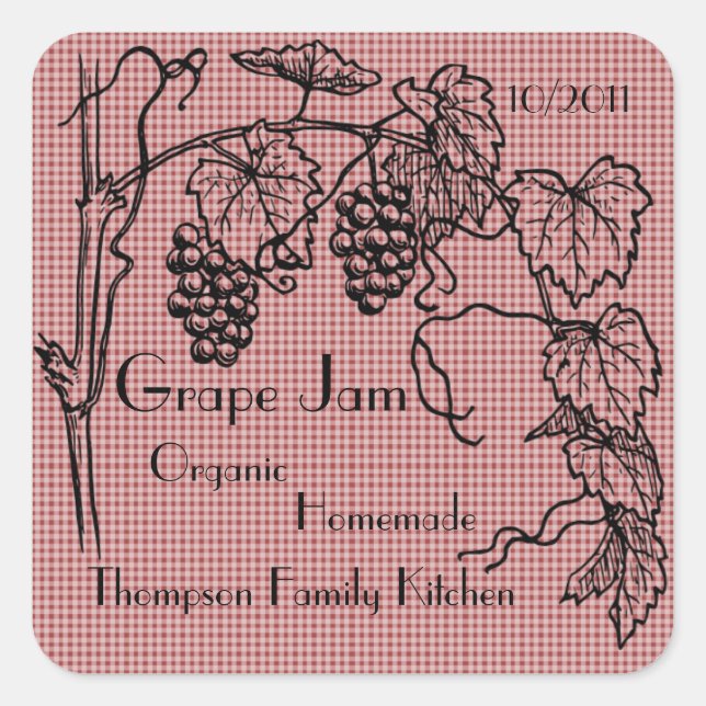 Grape Jam Jar Label (Customize) (Front)