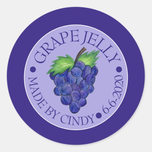 Grape Jam Jelly Fruit Preserves Homemade Canned By Classic Round Sticker