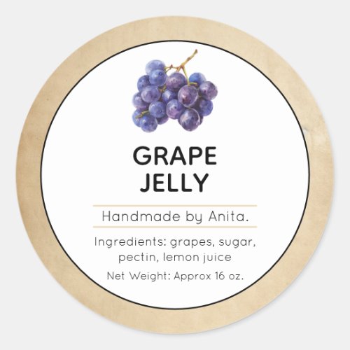 Grape Jam  or Jelly Canning Jar Label 