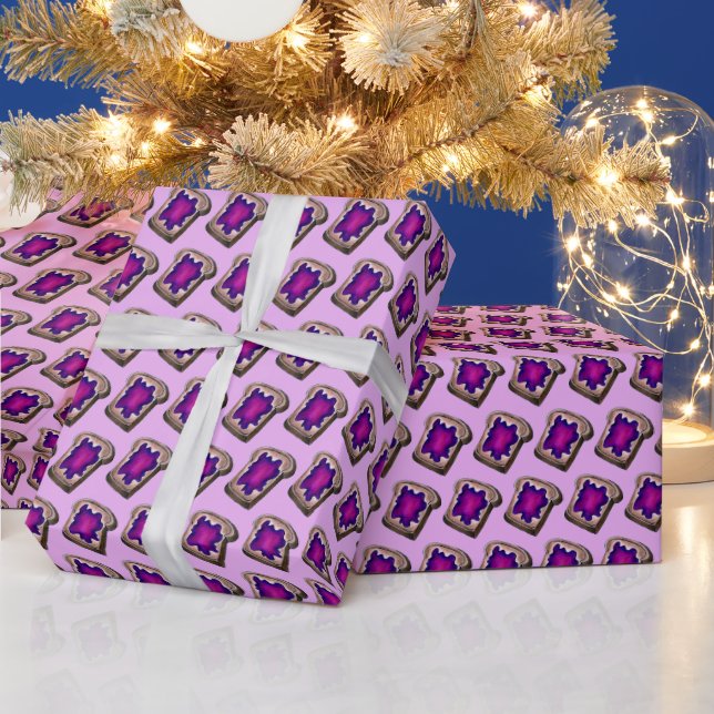 Grape Jelly Jam on Toast Bread Breakfast Food Wrapping Paper (Holidays)