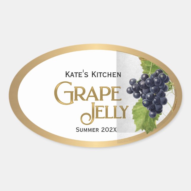 Grape Jelly Label Vintage Gold Border (Front)