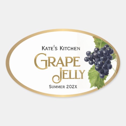 Grape Jelly Label Vintage Gold Border