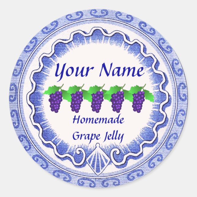 Grape Jelly  Personalize Classic Round Sticker (Front)