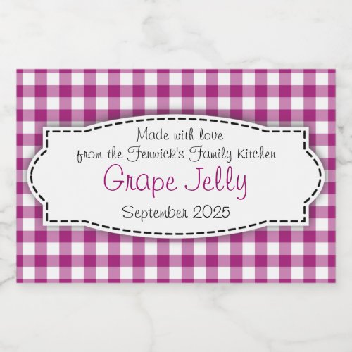 Grape Jelly purple white checked label