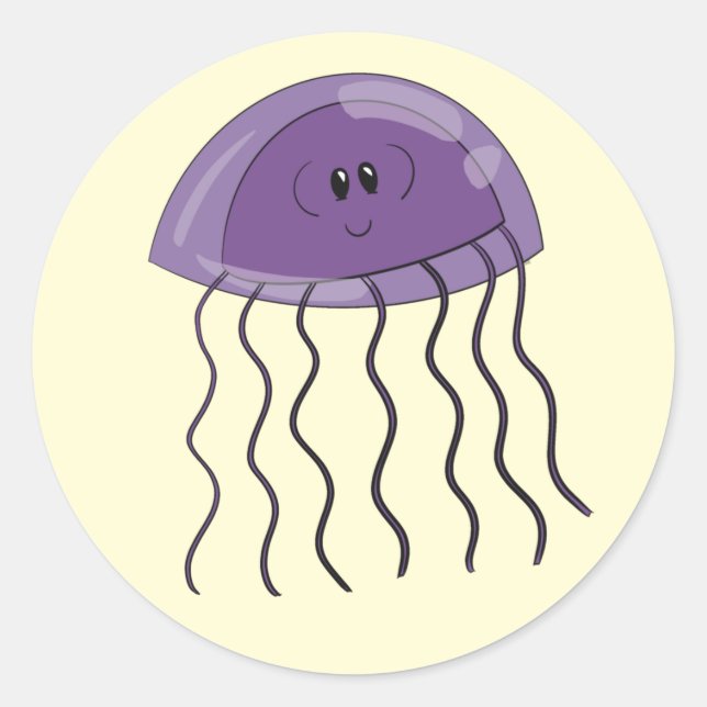 Grape jellyfish classic round sticker (Front)