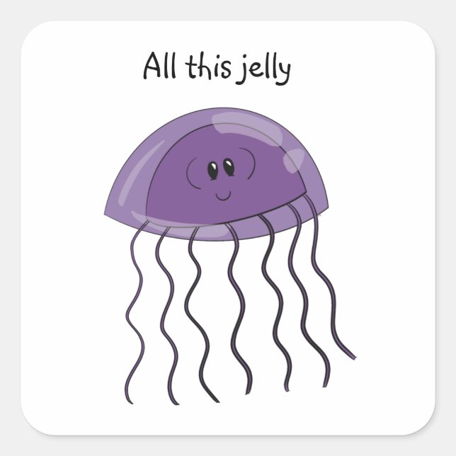 Grape jellyfish square sticker (Front)