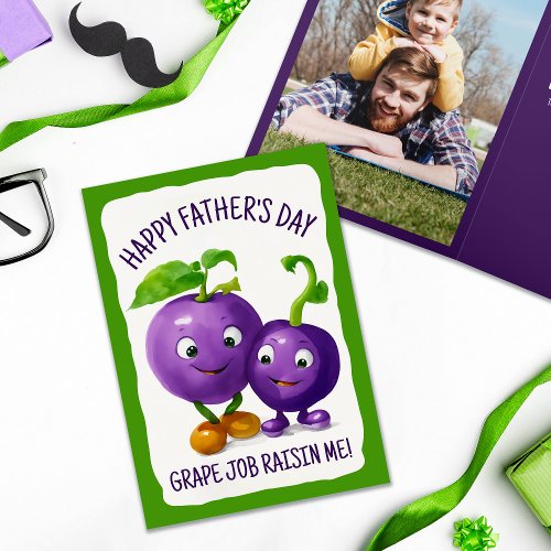 Grape Job Raisin Me Funny Cartoon Fathers Day Holiday Card