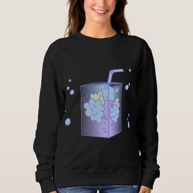 Grape Juice Box Lilac Kawaii Fairy Kei Harajuku Cu Sweatshirt (Front)
