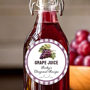 Grape Juice canning label with checkered design