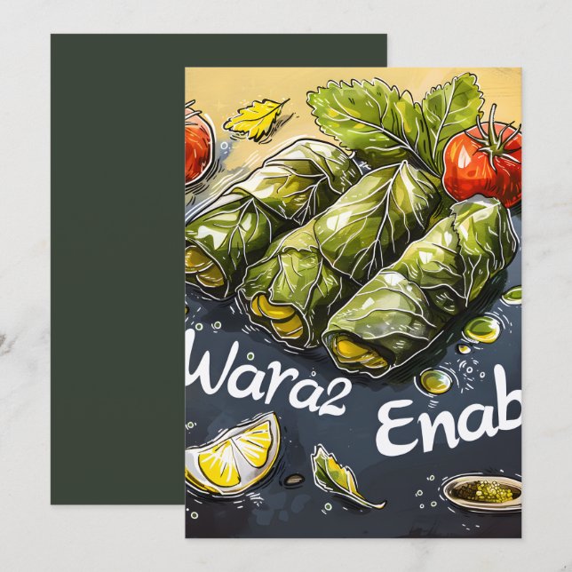 Grape Leaf Goodness: Authentic Wara2 Enab Dawali Invitation (Front/Back)