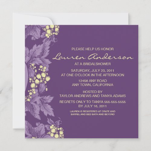 Grape Leaves Bridal Shower Invitation